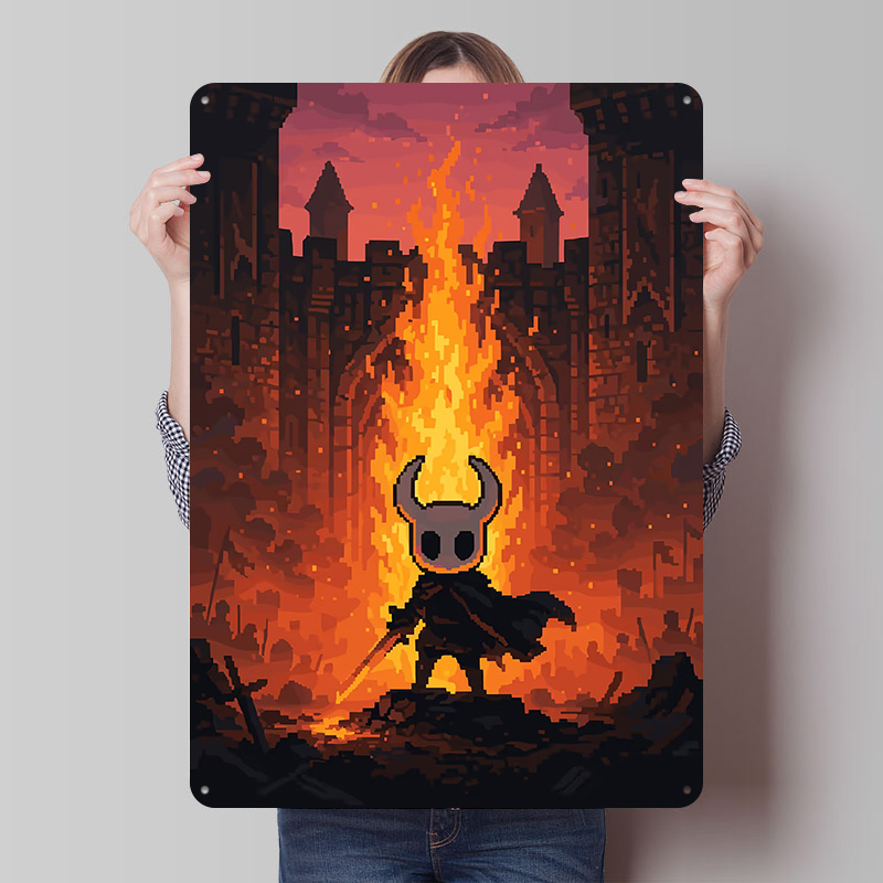Retro Knight Gaming - Rycerz przed zamkiem, plakat z efektem