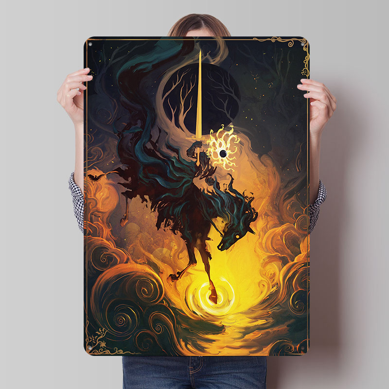 Retro Knight Gaming - Metalowy Plakat Rycerza Eclipse, Personalizowana Dekoracja